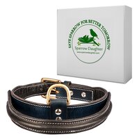 SPARROW DAUGHTER GENUINE LEATHER DOG COLLAR WITH SOFT HANDLE
