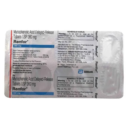 360mg Mycophenolic Acid Delayed Release Tablets