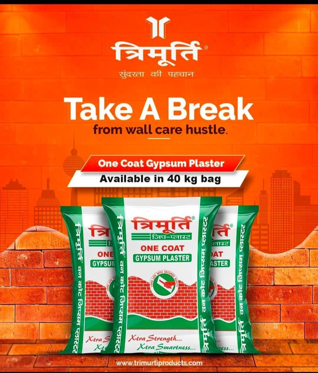 Trimurti 40 Kg One Coat Gypsum Plaster (Perlite)