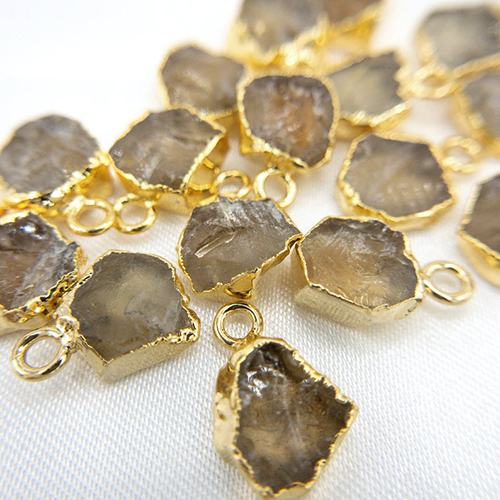 8-10mm Size Raw Citrine Electroplated Pendant