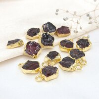 Same As Photo 8-10mm Size Raw Garnet Electroplated Pendant