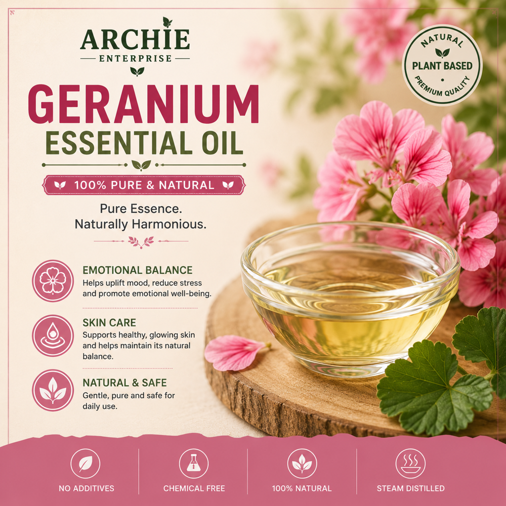 Geranium Essential Oil - Pure Therapeutic Grade, Aromatic And Refreshing Scent For Relaxation And Stress Relief
