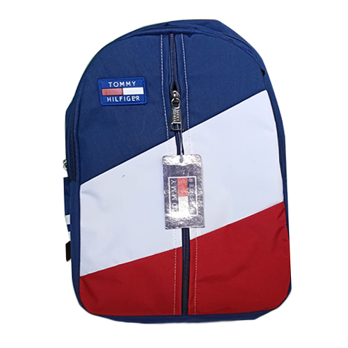Fancy Backpack Bags - Nylon Material Customizable Size & Design | Attractive Blue-Red-White Colors Zip Closure Shoulder Straps