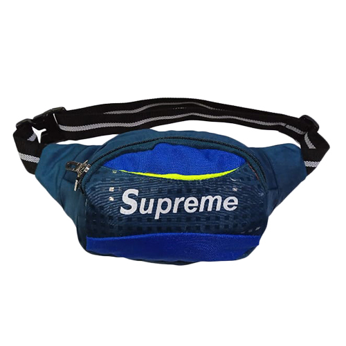 Printed Waist Bag - Nylon Material, Multiple Pouches & Pockets, Attractive Blue Color | Moisture Proof, Customizable Size & Design, Ideal For Trekking