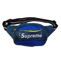 Printed Waist Bag - Nylon Material, Multiple Pouches & Pockets, Attractive Blue Color | Moisture Proof, Customizable Size & Design, Ideal For Trekking