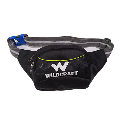 Black Waist Bag - Nylon Material, Spacious Design, Elegant Black Color | Lightweight, Moisture Proof, Twin Grab Handles, External Zipper Pockets