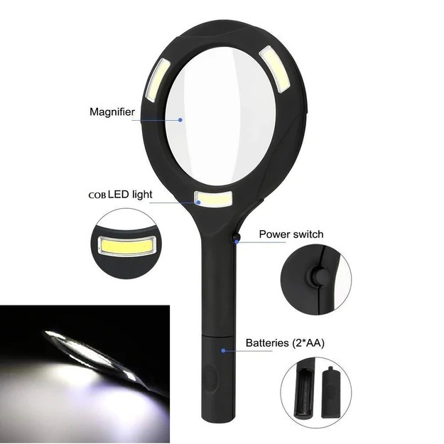 MAGNIFYING GLASS WITH 3 LED LIGHT