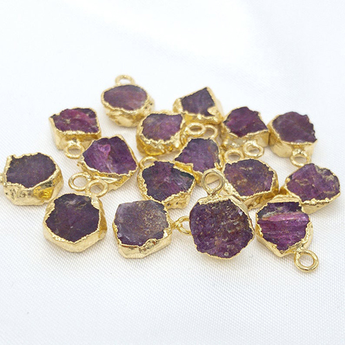 8-10mm Size Raw Ruby Electroplated Pendant