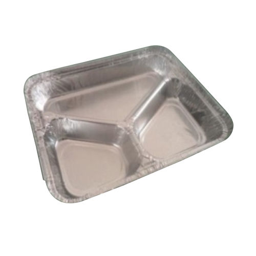 Silver 3 Compartment Aluminium Plate