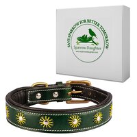 SPARROW DAUGHTER PURE LEATHER DOG COLLAR WITH EMBROIDERY