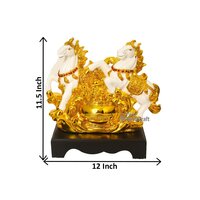 Gold Plated Horse Statue With Wooden Base