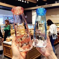 GLASS FRIDGE WATER BOTTLE PLASTIC CAP WITH TWO WATER GLASS FOR HOME