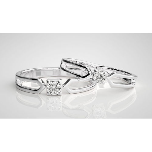 Solitaire Couple Platinum Wedding Band Good