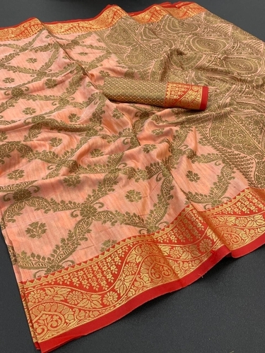 Casual Bharti Orange Banarasi Silk Saree