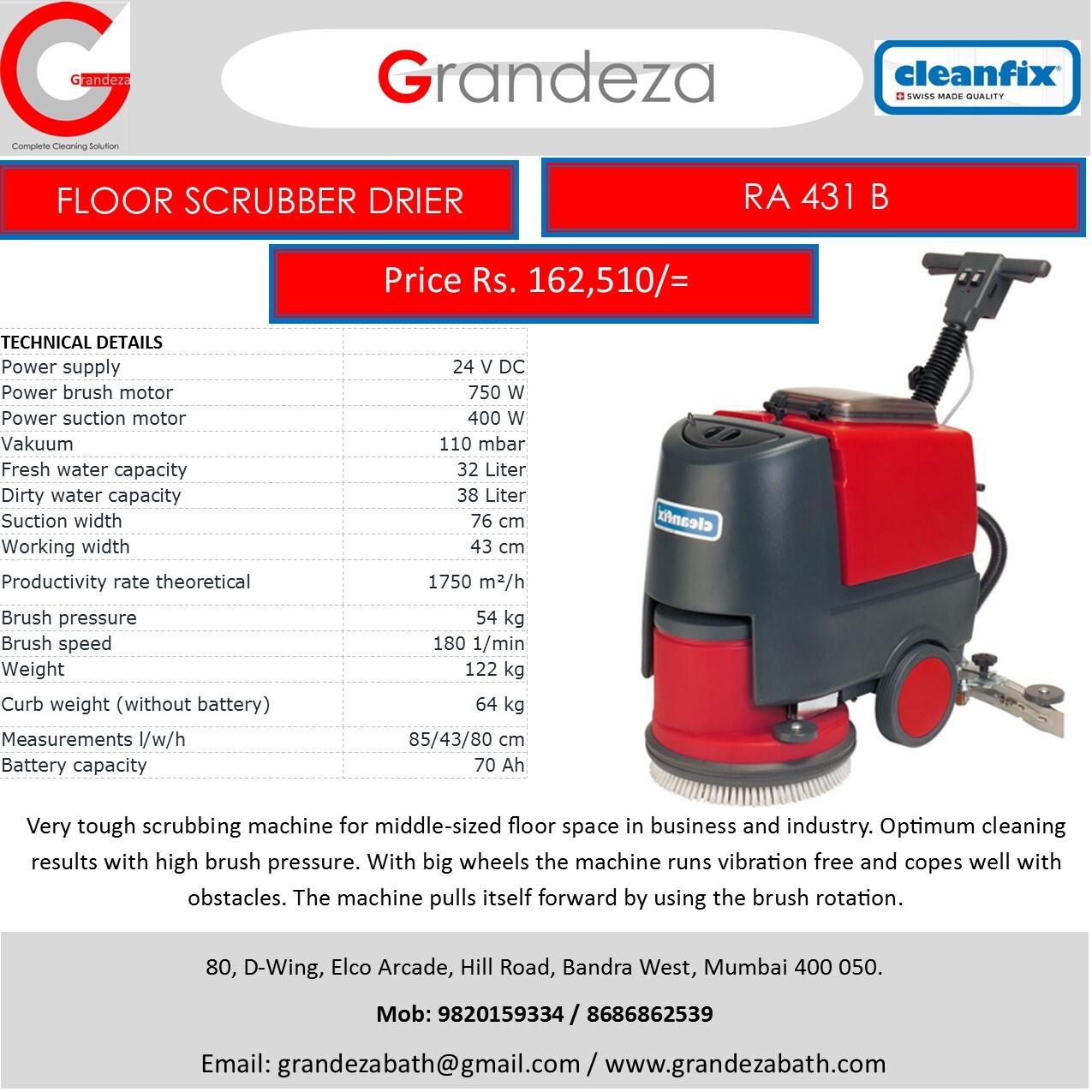 CLEANFIX RA 431 B Floor Scrubber Drier