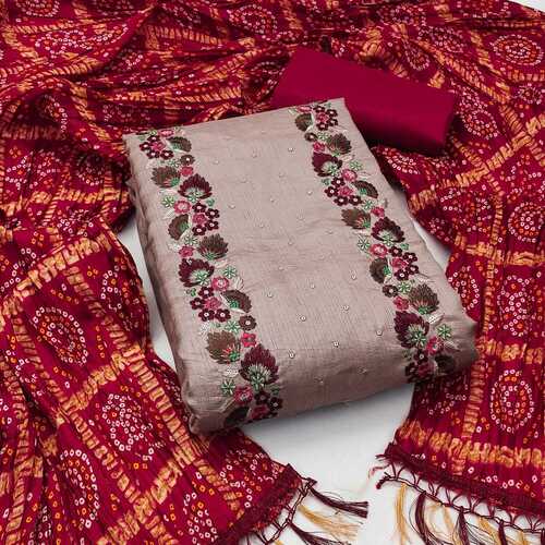 Roshani Grey Coco Silk Dress Material
