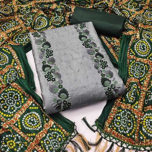 Roshani Grey1 Coco Silk Dress Material