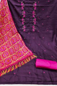 Roshani Purple Coco Silk Dress Material