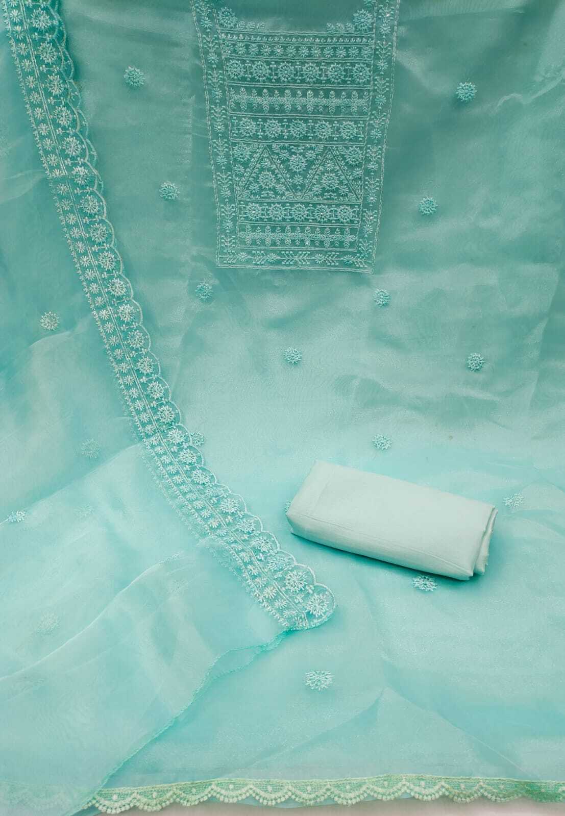Bhoomi Sky-Blue Tissue Dress Material