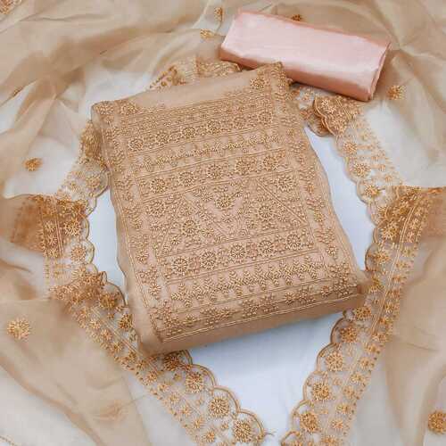 Bhoomi Beige Tissue Dress Material