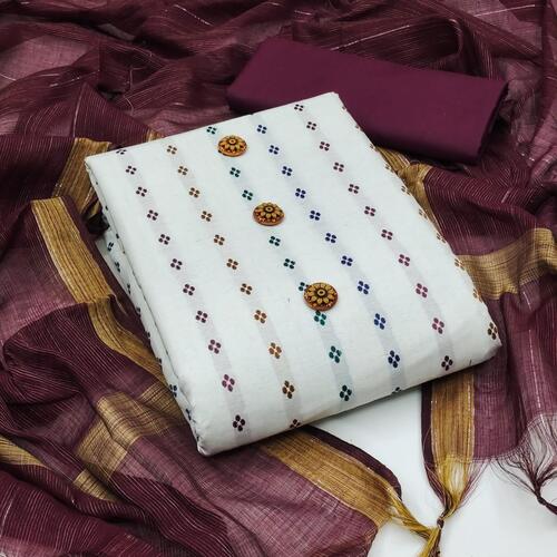 Dhruvi Purple Heavy Cotton Dress Material