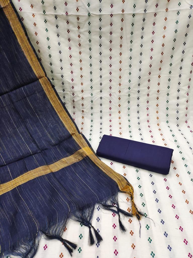 Dhruvi Blue Heavy Cotton Dress Material