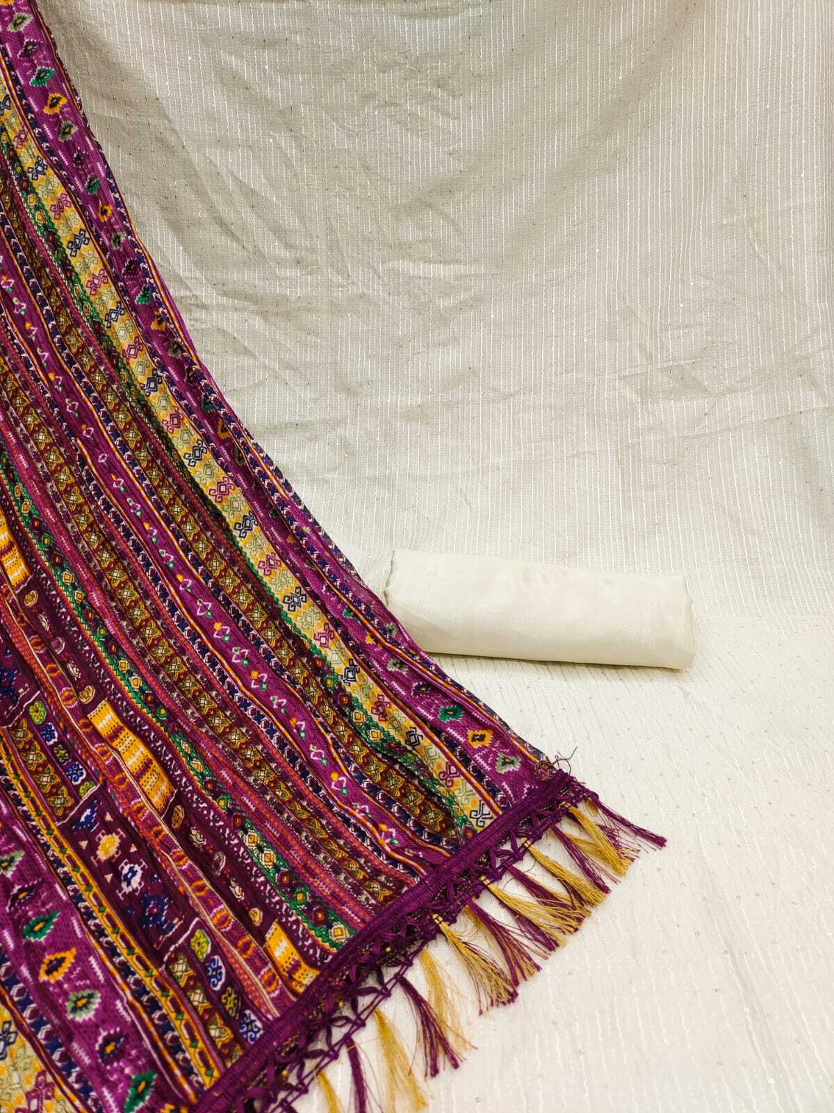 Bella Purple Dyable Chanderi Dress Material