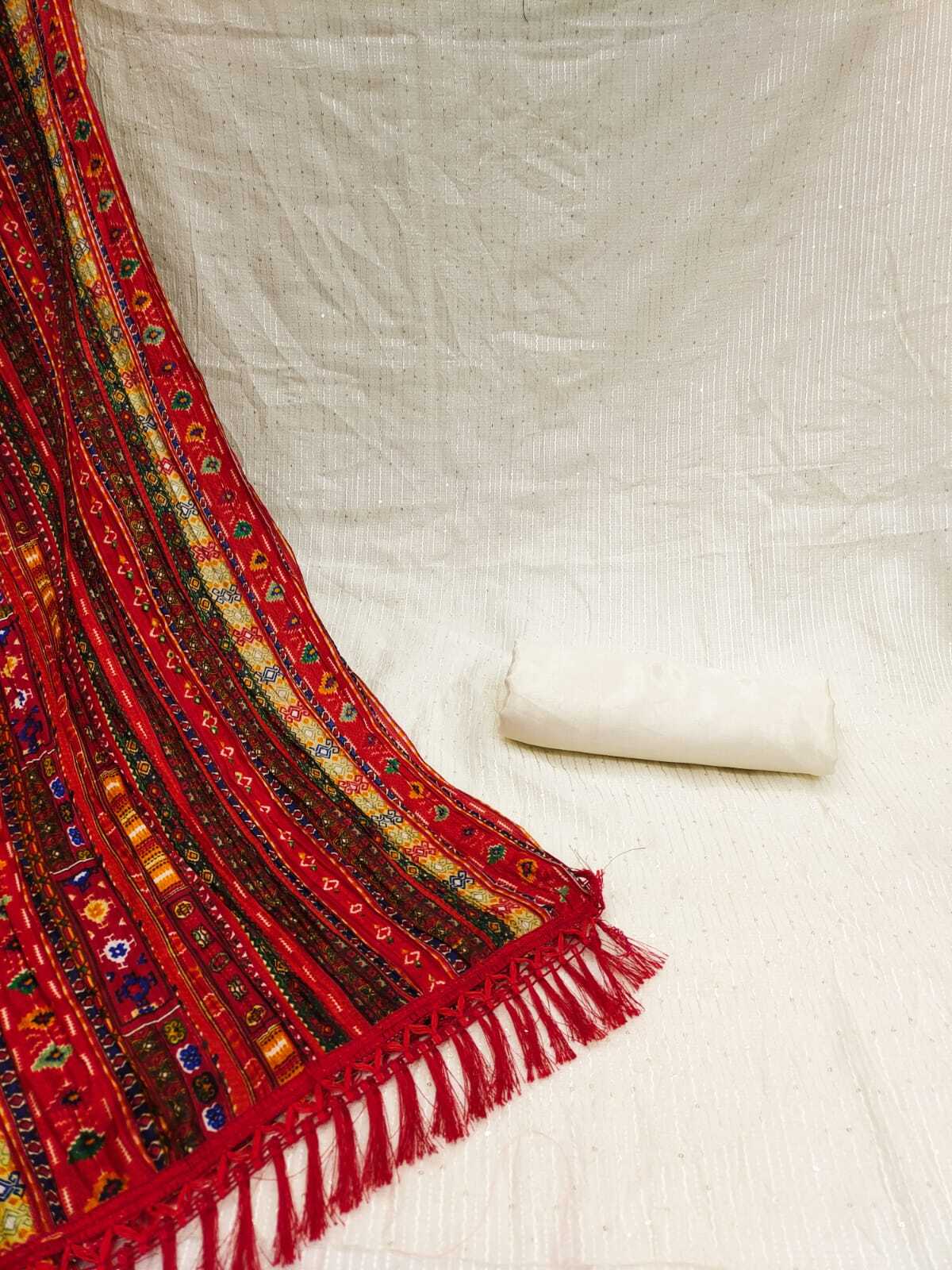 Bella Red Dyable Chanderi Dress Material