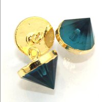 Blue London Topaz Quartz Gemstone Cone Shape 10mm Electroplated Pendant