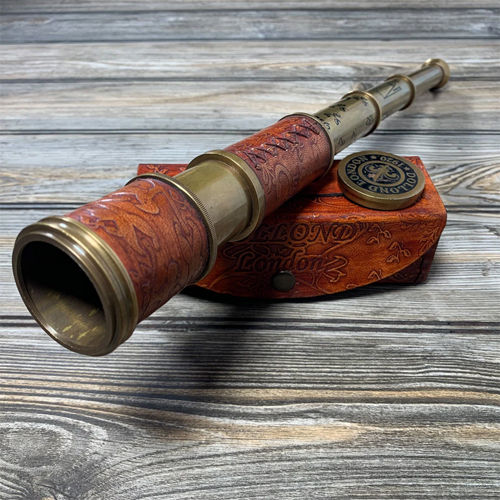 Brown Nautical Solid Brass Spyglass Telescope