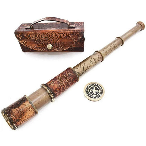 Brown Brass Telescope With Box Case