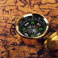 Vintage Compass - Brass Material, Round Shape, Golden Color | Functional Navigational Tool & Antique Decorative Accent For Home & Office