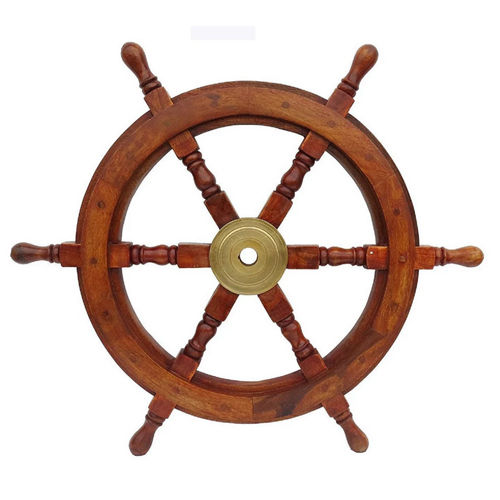 12 Inch Wood Wall Hanging Ship Wheel