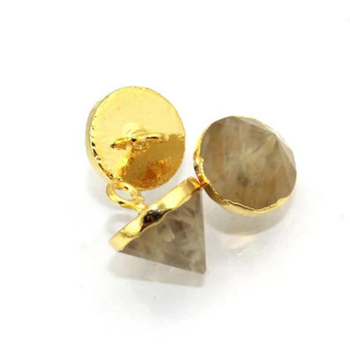 Golden Rutile Gemstone Cone Shape 10mm Electroplated Pendant