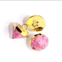Pink Turquoise Gemstone Cone Shape 10mm Electroplated Pendant