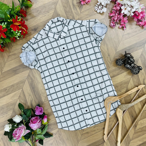Mens White Check Shirt