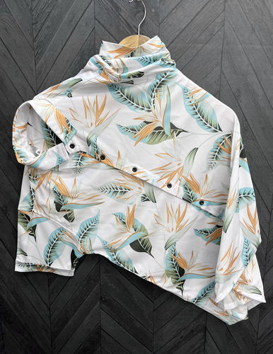 Mens Green Leaf Printed  Shirt