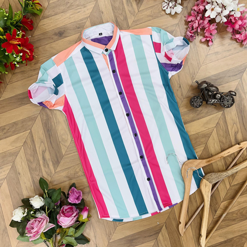 Mens Colourfull Stripes Half Sleeves Shirt