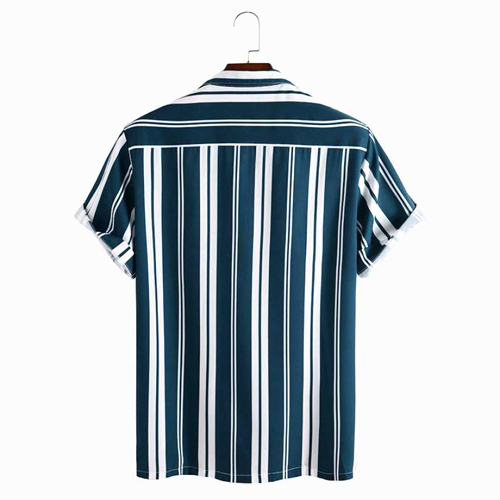 Mens Blue and White Stripes Half Sleeves Shirt
