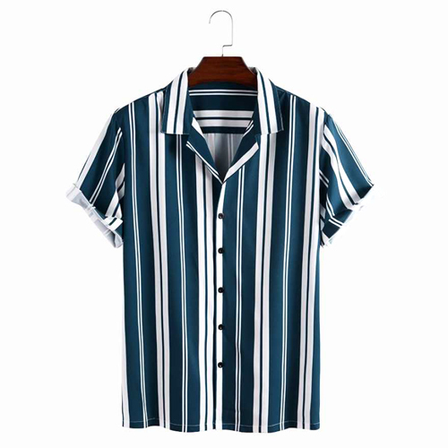 Mens Blue and White Stripes Half Sleeves Shirt