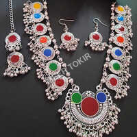 Multicolor Oxidised Afghani Necklace Set