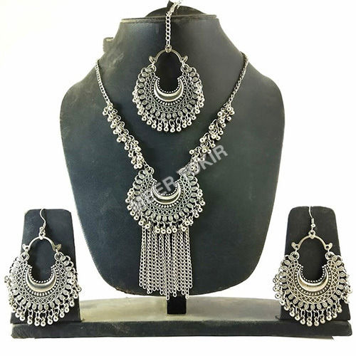 Oxidised Afghani Necklace Set Gender: Women