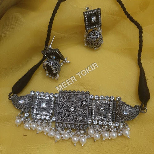 Modern Oxidised Necklace Set