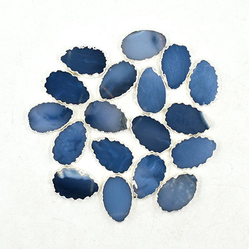 Blue Opal Gemstone Gold Electroplated Pear Shape Slices Pendant