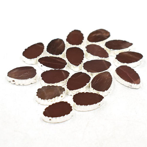 Chocolate Moonstone Gemstone Gold Electroplated Pear Shape Slices Pendant