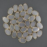 Crystal Quartz Gemstone Gold Electroplated Pear Shape Slices Pendant