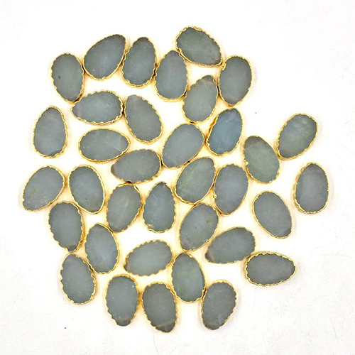Grey Moonstone Gemstone Gold Electroplated Pear Shape Slices Pendant