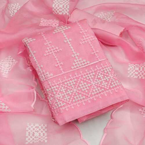 Chaaya Pink Organza Dress Material