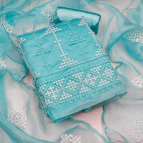 Chaaya Sky-Blue Organza Dress Material