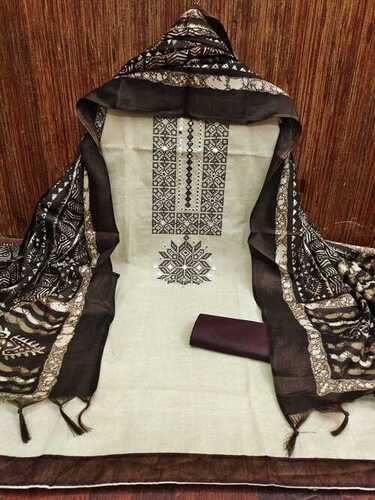 Chaitali Brown Khadi Cotton Dress Material
